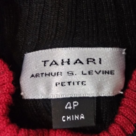 Tahari by Arthur S. Levine Petite Mockneck Sweater Top, Black size 4P - Picture 5 of 7